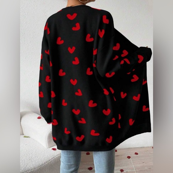 NWT Bonnie Boom Casual Heart Pattern Cardigan - Picture 4 of 5